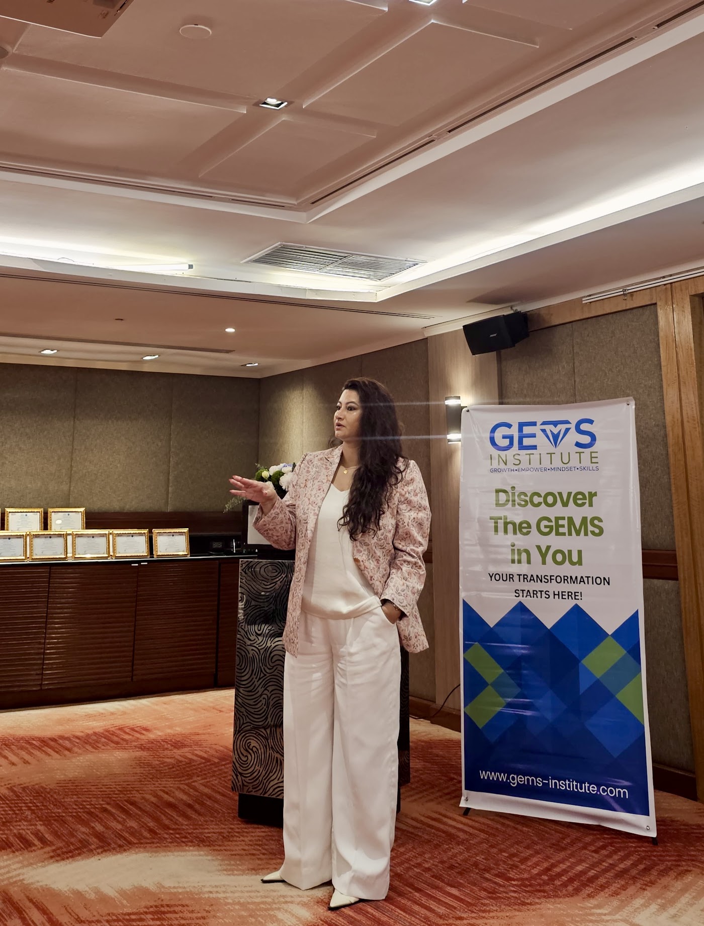 A facilitator leading a GEMS training session